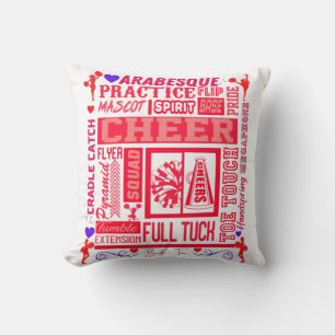 Girls Cheerleader Typografie in Red Kissen