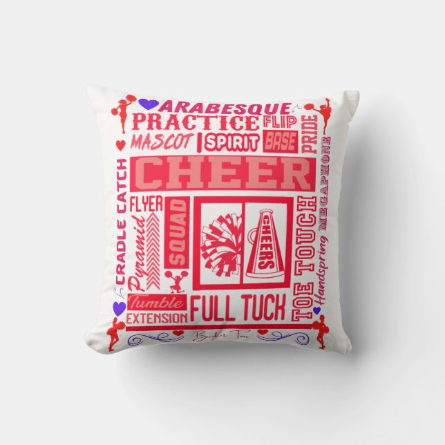 Girls Cheerleader Typografie in Red Kissen (Vorderseite)