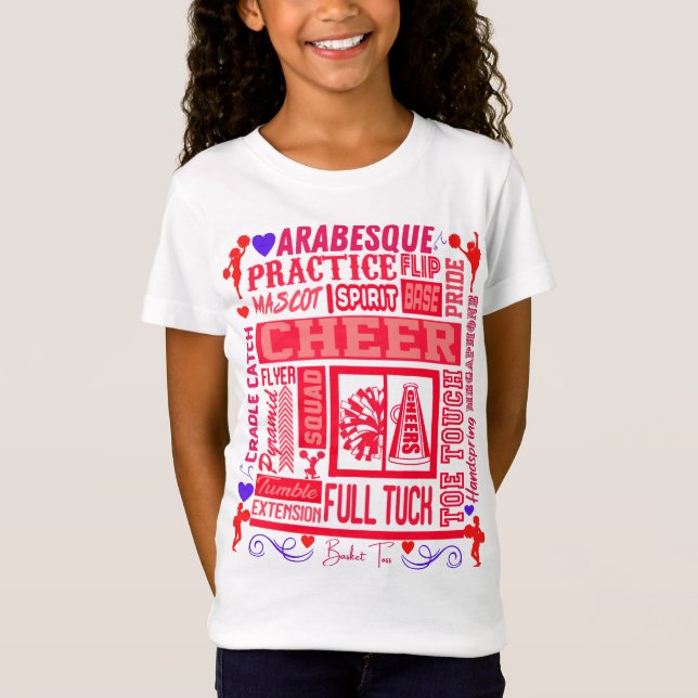 Girls Cheerleader Typografie in Red T-Shirt (Vorderseite)