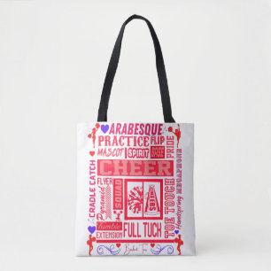 Girls Cheerleader Typografie in Red Tasche