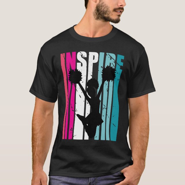 Girls Cheerleading Inspire Coach Cheerleader Retro T-Shirt (Vorderseite)