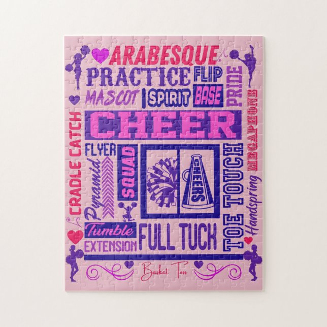 Girls Cheerleading Lila Typografie (Vertikal)