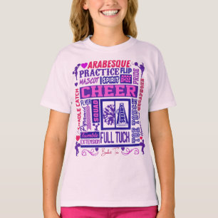 Girls Cheerleading Lila Typografie T-Shirt