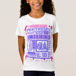 Girls Cheerleading Typografy in Pink und Lila T T-Shirt