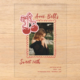 Girls Cherry Sweet 16th Birthday Invitation Acryleinladungen