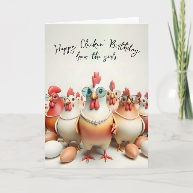 Girls Chickens Birthday Spaß Karte (Vorderseite)