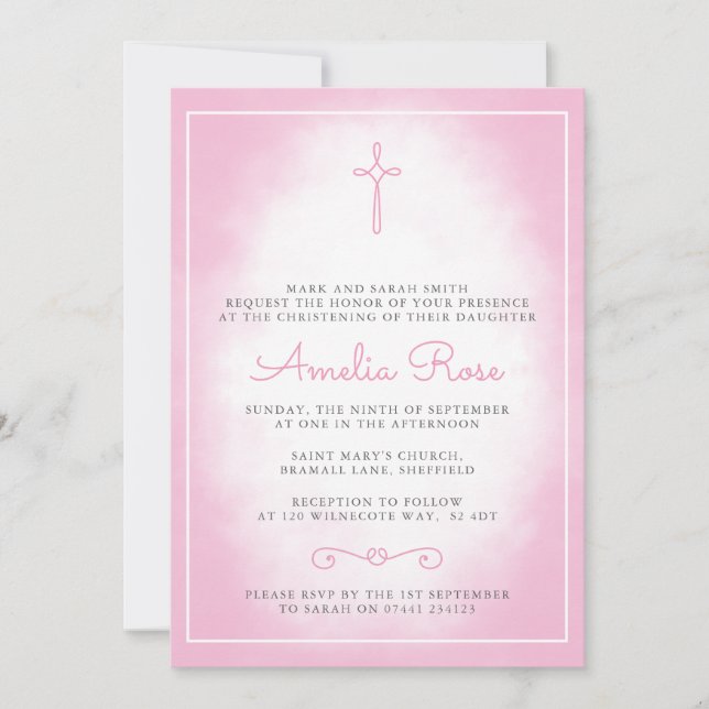 Girls Christening/Taufe Einladung (Vorderseite)