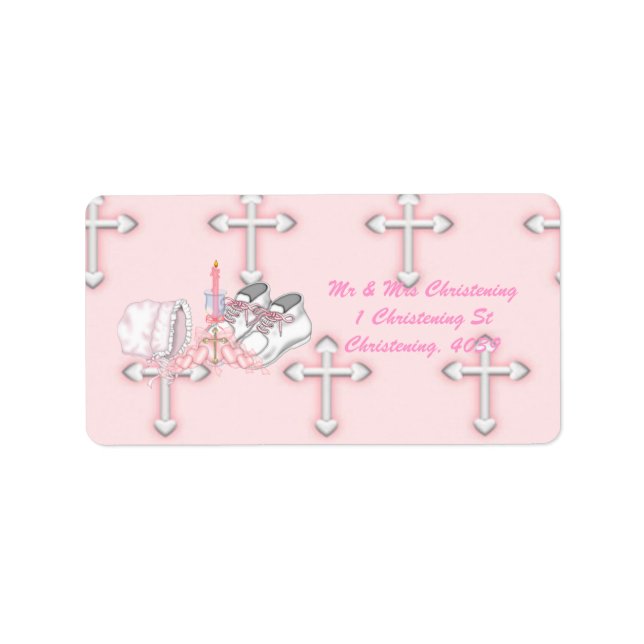 Girls Christening Wish Adressaufkleber (Vorne)