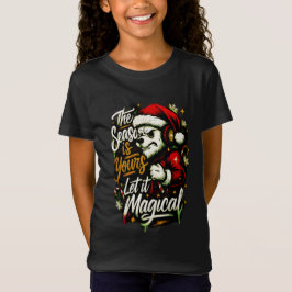Girls' Christmas Bear DJ Edgy Holiday Magic Tee