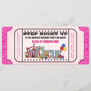 Girls Circus Ticket Geburtstagsparty Einladung