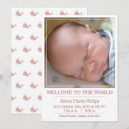 Girls Classic Square Foto Einfache Geburt Ankündigung