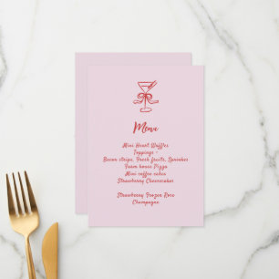 Girls Cocktail Brunch Rosa Handschrift Menükarte