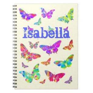 Girls Colorful psychedelic Art Butterfly Isabella Notizblock