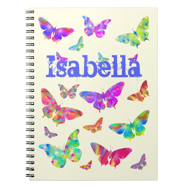 Girls Colorful psychedelic Art Butterfly Isabella Notizblock (Vorderseite)