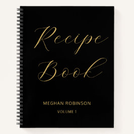Girls-Cookbook Schwarz-Gold-Rezept-Skript Notizbuch