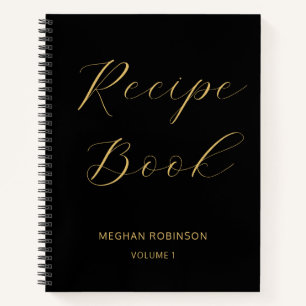 Girls-Cookbook Schwarz-Gold-Rezept-Skript Notizbuch