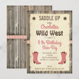 Girls Cowgirl Boots Wild West Einladung
