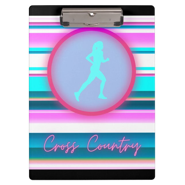 Girls Cross Country Running Streifen Klemmbrett (Vorderseite)