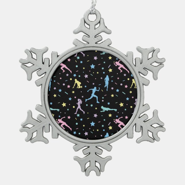 Girls Cross Country, Track Field, Marathon Runner Schneeflocken Zinn-Ornament (Vorderseite)