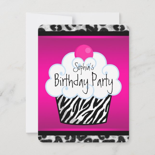 Girls Cupcake Geburtstagsparty Einladung (Vorderseite)