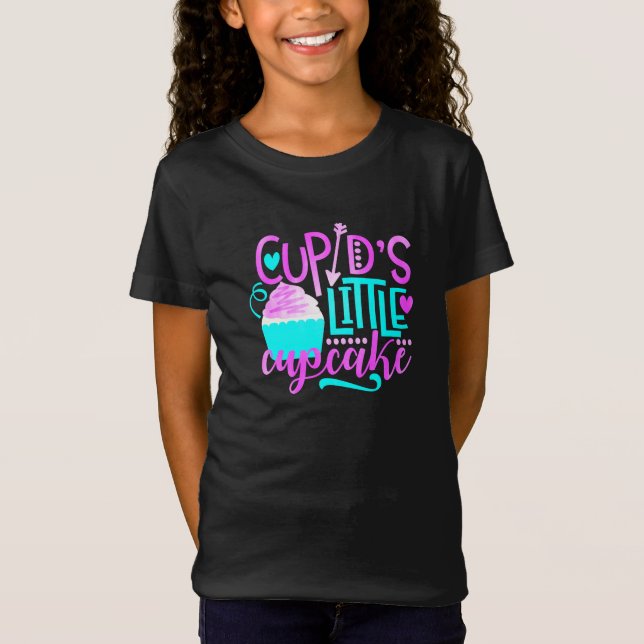 Girls Cupid's kleine Cupcake Valentine T-Shirt (Vorderseite)