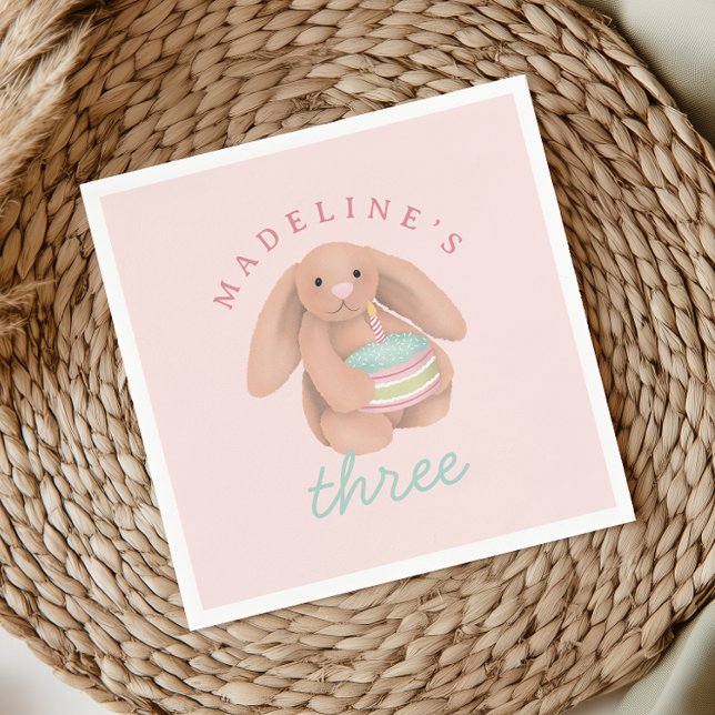 Girls Cute Bunny Cake Girls Whimsical Birthday  Serviette (Von Creator hochgeladen)