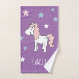 Girls Cute Magical Purple Unicorn  Badhandtuch Set