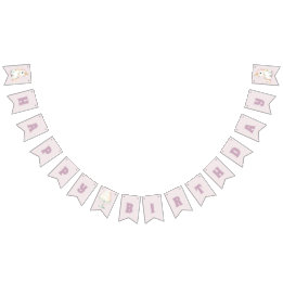 Girls Cute Pink Unicorn Birthday Wimpelkette