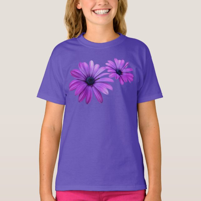 Girl's Daisy T - Shirt Bio Lila Blume Shirt (Vorderseite)