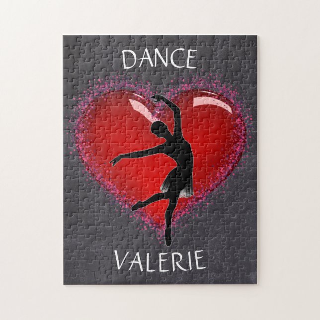 Girls Dance Chalkboard Herz mit Personalisiertem N (Vertikal)
