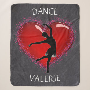 Girls Dance Chalkboard Herz mit Personalisiertem N Sherpadecke