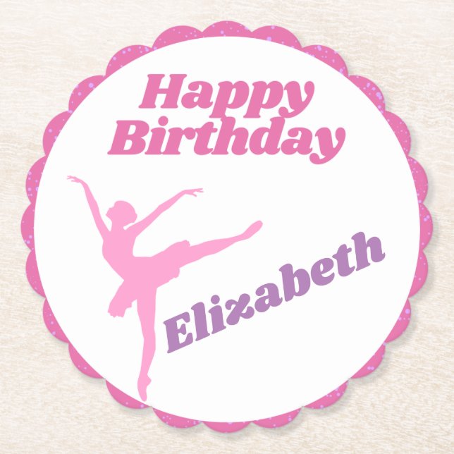 Girls Dance Fuchsia Ballerina Happy Birthday Untersetzer (Vorderseite)