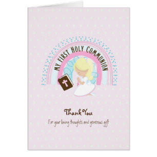 Girl's Danke, Heilige Kommunion Card - Blonde
