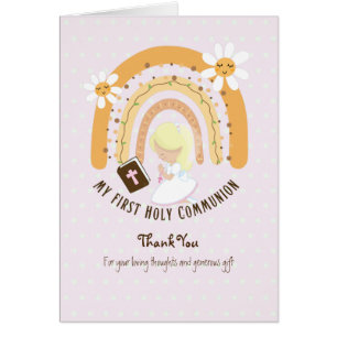 Girl's Danke, Heilige Kommunion Card - Blonde
