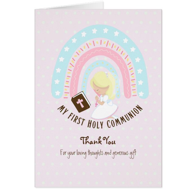 Girl's Danke, Heilige Kommunion Card - Blonde (Vorne)