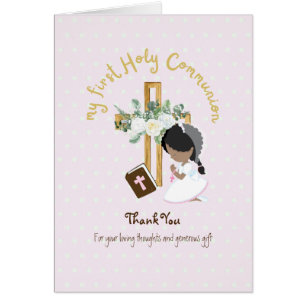 Girl's Danke, Heilige Kommunion Card - Schwarzes H
