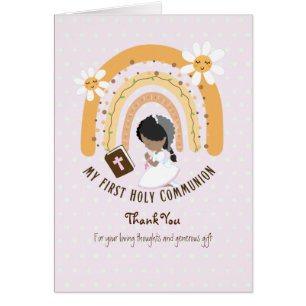 Girl's Danke, Heilige Kommunion Card - Schwarzes H