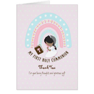Girl's Danke, Heilige Kommunion Card - Schwarzes H