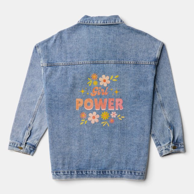 Girls' denim jacket with an encouraging slogan (Verso)