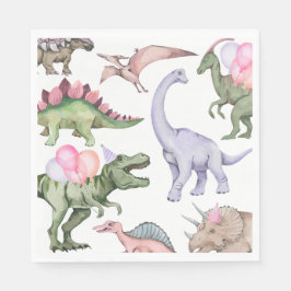Girl's Dinosaur Party Napkins Serviette
