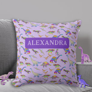 Girls Dinosaur Personalisiert Kissen