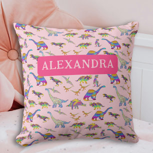 Girls Dinosaurier Personalisiert Pink Kissen