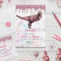 Girl's Dinosaurier Pink Glitzer Tyrannosaurus