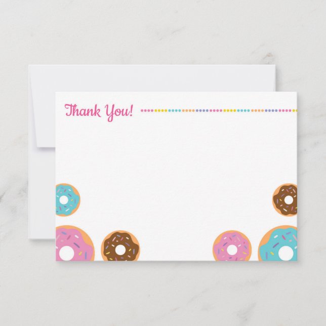 Girl's Donut Party - Danke, Note Card Dankeskarte (Vorderseite)