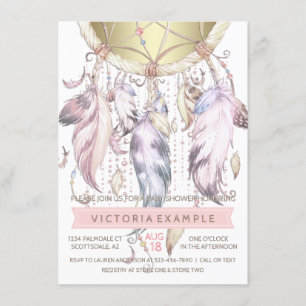 Girls Dream Catcher Baby Shower Einladungen
