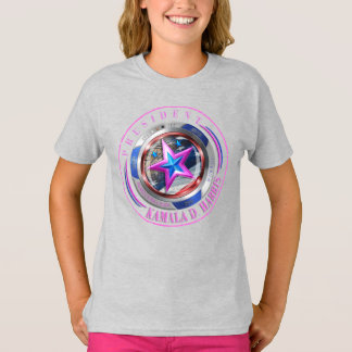 Girls Dual Sided Harris-Walz Wing/Briefmarke Medal T-Shirt
