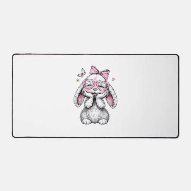Girls Easter Cute Bunny Face Pink Easter Kids Todd Schreibtischunterlage (Vorderseite)