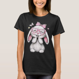 Girls Easter Cute Bunny Face Pink Easter Kids Todd T-Shirt