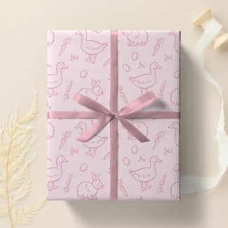 Girls Easter Cute Bunny Rabbit Goose Girly Spring Geschenkpapier