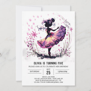 Girl's Enchanted Ballerina Birthday Einladung